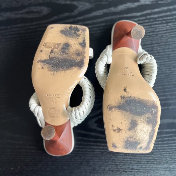 GIA / RHW Sandal Open Toe Slide Mule - EU 36 - White Leather Braided (OBO) - Picture 4 of 4